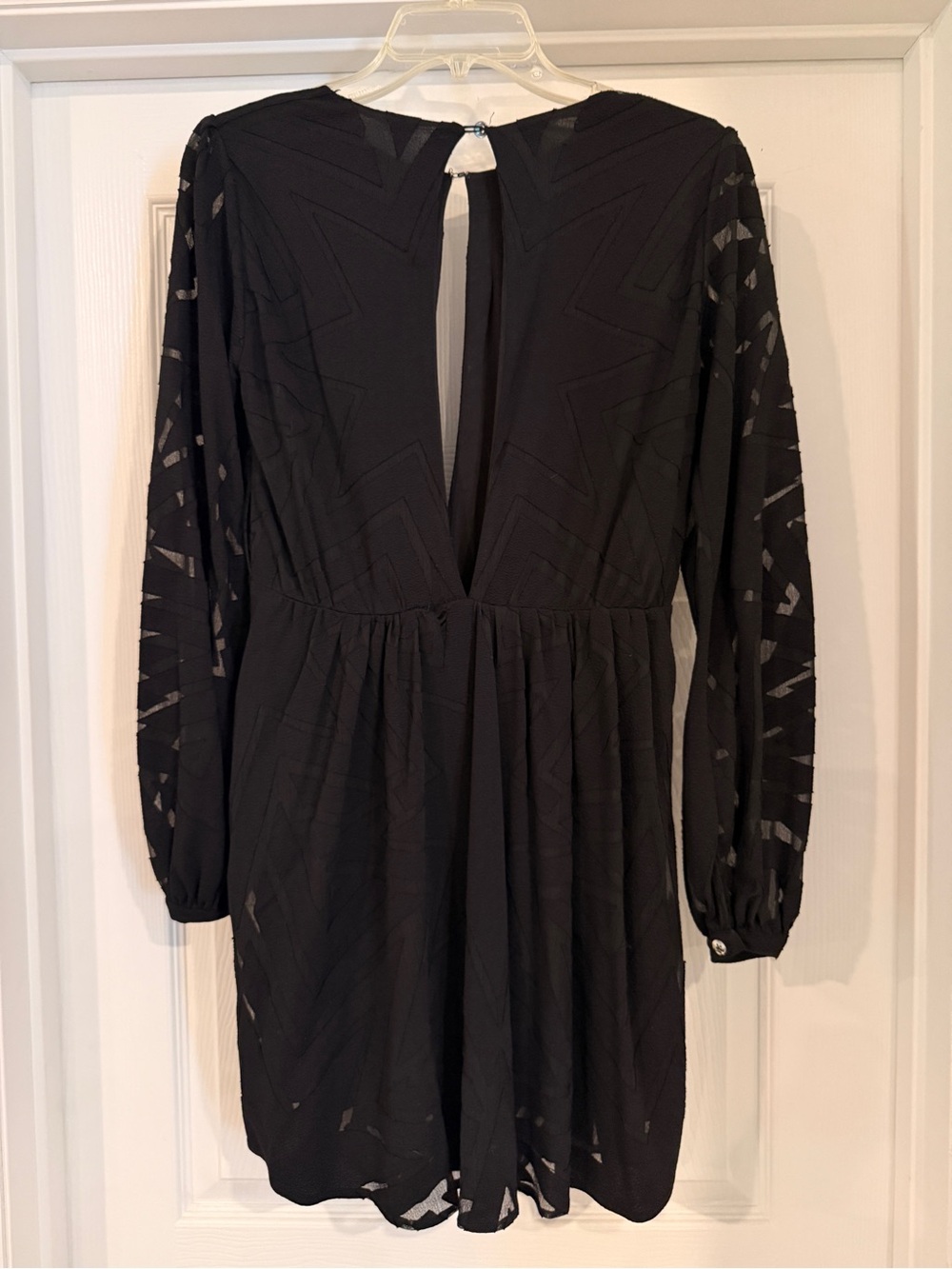 Mara Hoffman Black Textured Long-Sleeve V-Neck Dress